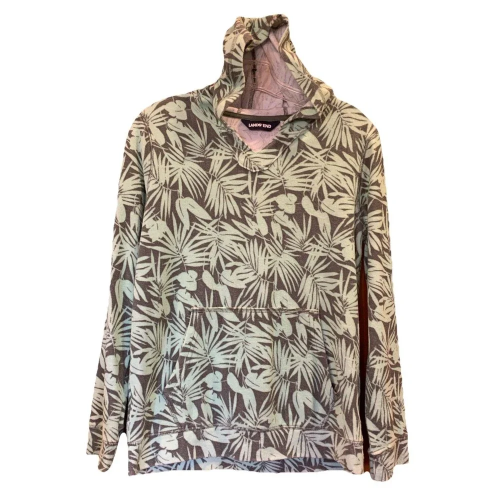 Lands End Hoodie Top Coverup Terry Youth Unisex XL 14/16 Kanga Pocket Swim Pool